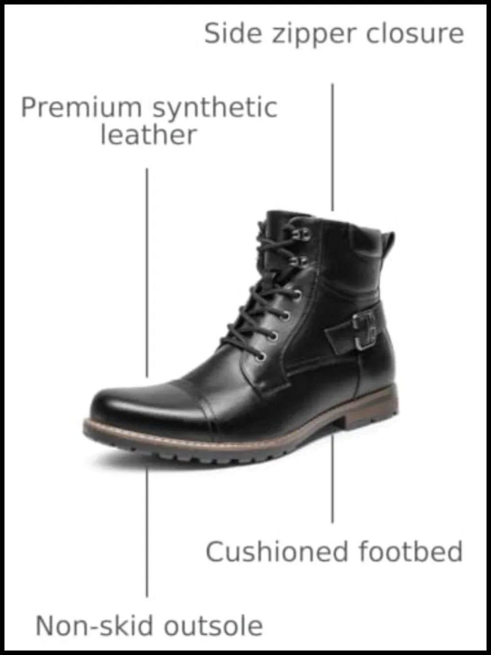 Premium Synthetic Leather Motorcycle Combat Boots with Zipper
